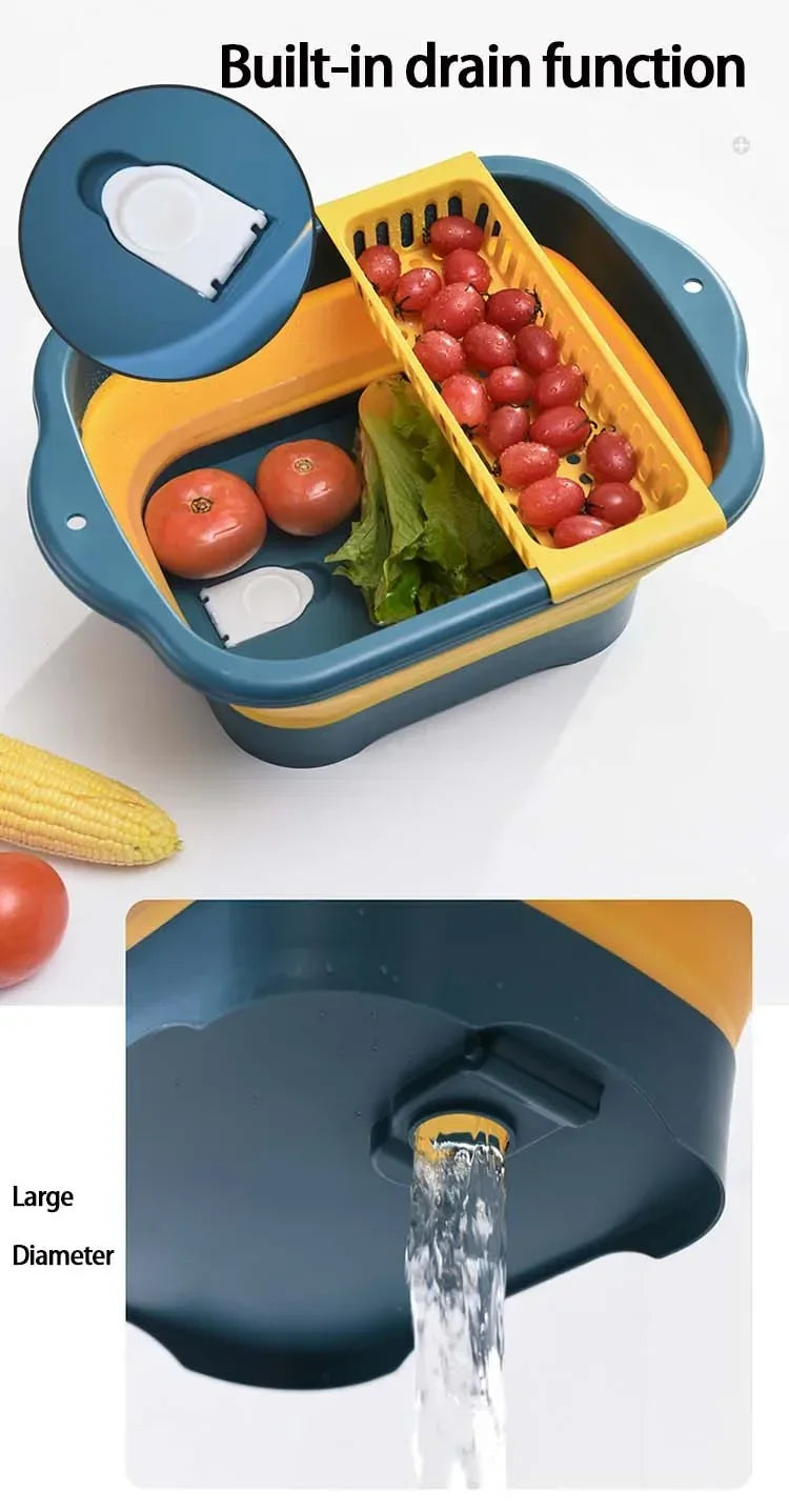 Passoire pliable en silicone pour fruits et légumes, égouttoir à vaisselle, outil de rangement de cuisine
