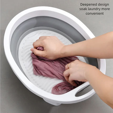 Bassine à linge pliable avec planche à laver