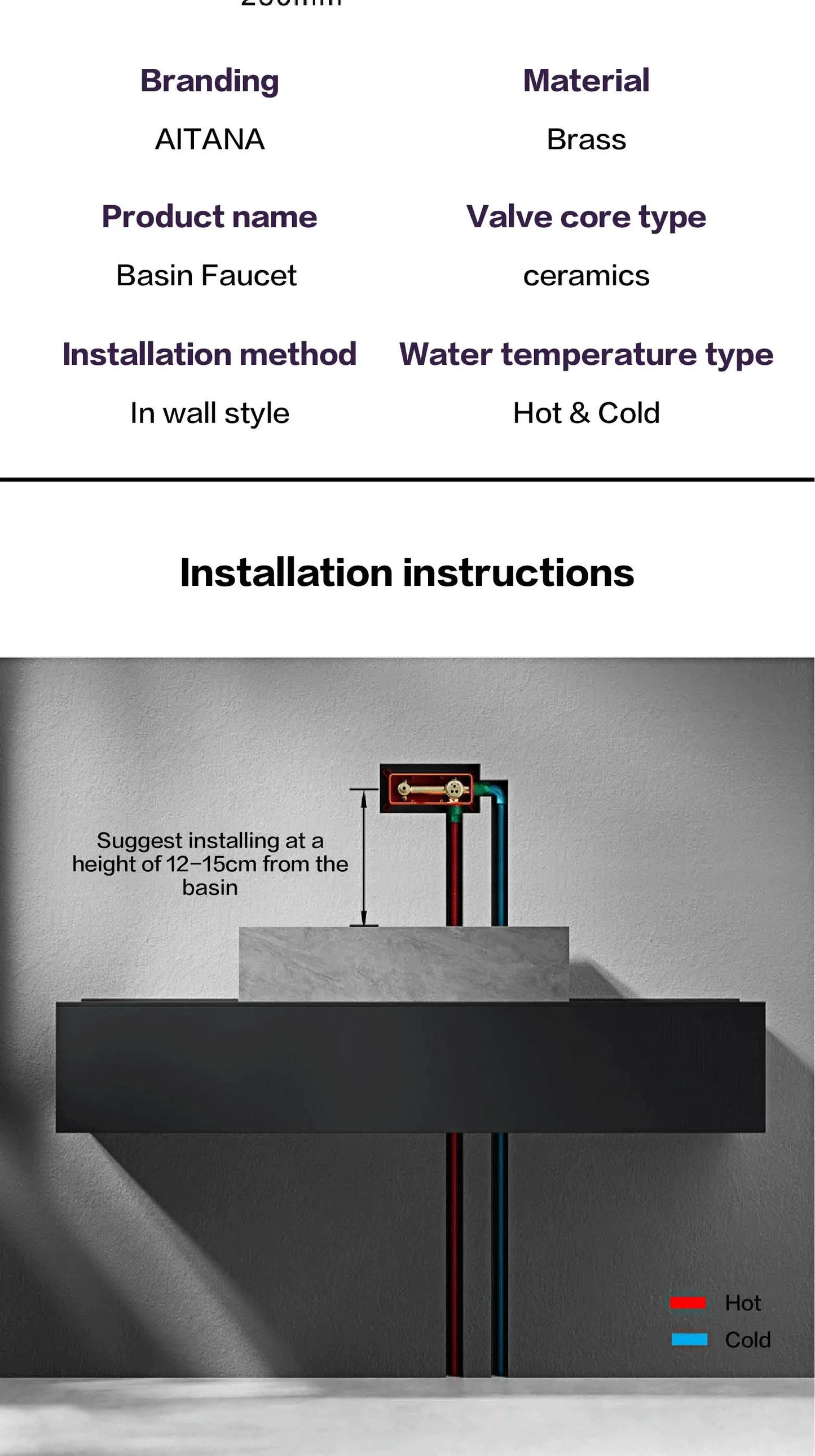 Luxury gun gray brass wall mounted bathroom faucet with LED digital display Single handle hot & cold water embedded bathroom Tap