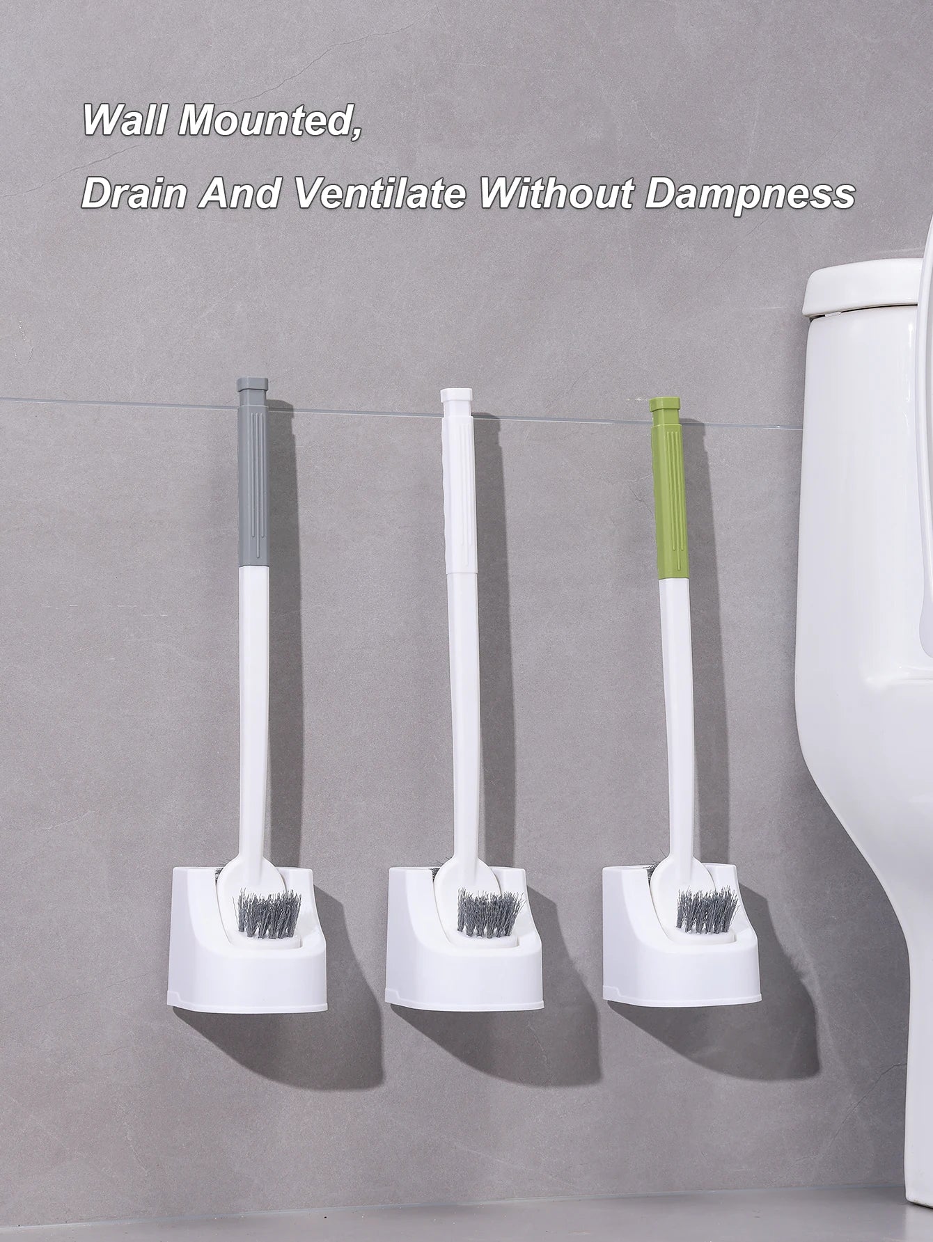 1/2pcs Household Toilet Brush With No Dead Corners No Punching In The Bathroom Wall Mounted Cleaning Brush Set With Base Durable