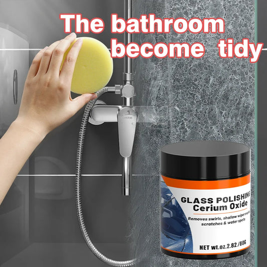 80g Glass Polishing Paste - Universal Glass Care for Bathroom & Car, Efficient Scale Removal & Scratch Repair