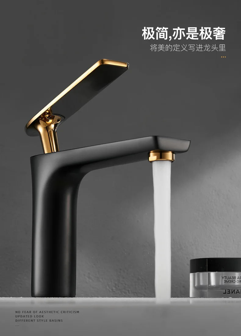 All Copper Black Gold Basin Faucet Sink Faucet Hot and Cold Faucet White Heightened Bathroom Faucet  Bathroom Faucet
