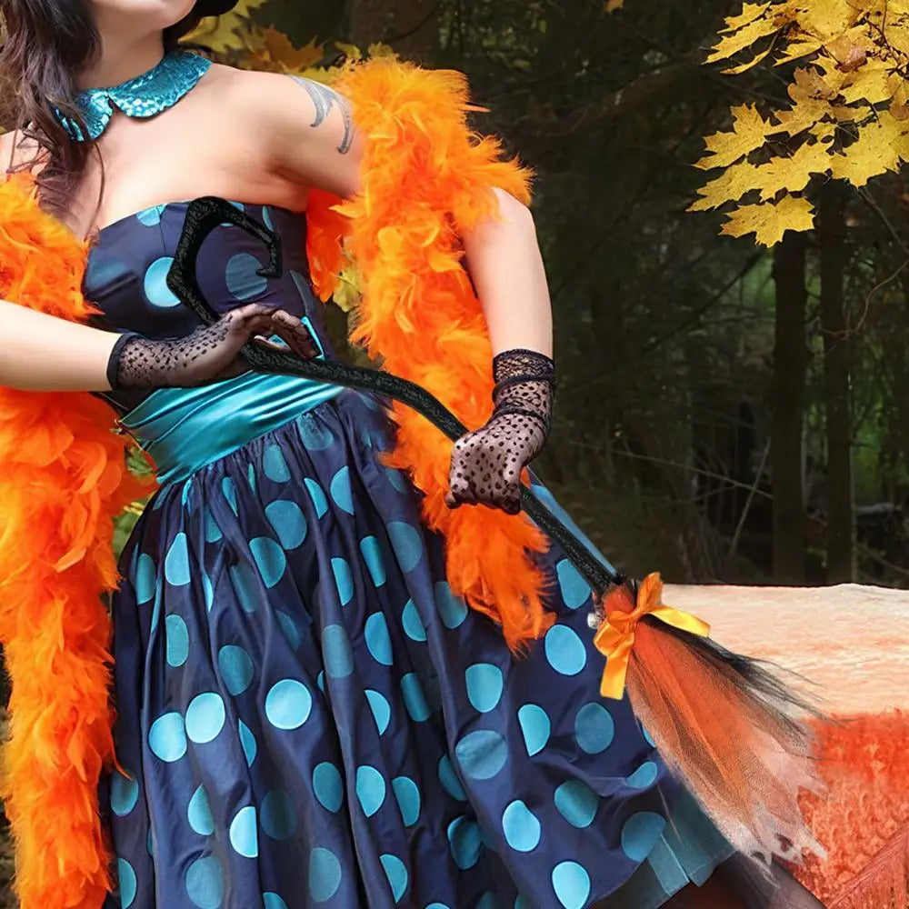 2025 Halloween Witch Broom With Ribbon Portable Witch Broomsticks Broom Props Decorations For Front Door Outside Yard