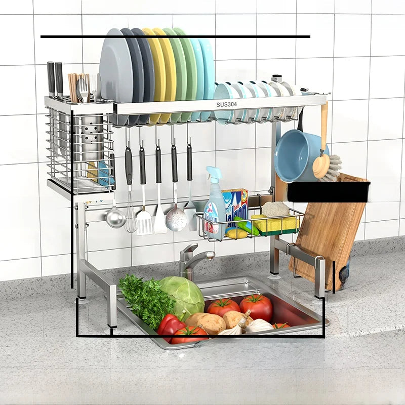 Stainl Steel 304 Kitchen Sink Di Drainer Ra Multi-Function Storage Plate Holder for Diwaing Pool above Countertop