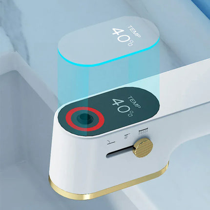 Robinet de salle de bain multifonctionnel VGX, mitigeur de lavabo extractible, robinet de lavabo avec indicateur de température LED, rotation à 360°, robinetterie Crane en laiton blanc