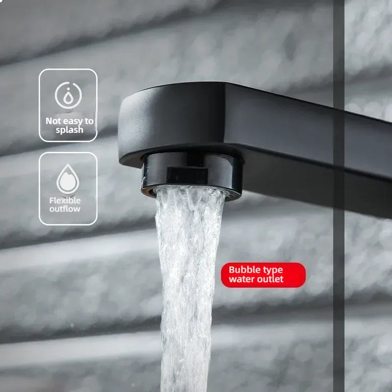 Bathroom Faucet Hot Cold Mixer Tap Deck Mounted Bathroom Basin Faucets Black Square Washbasin Sink Bathtub hot cold water Crane