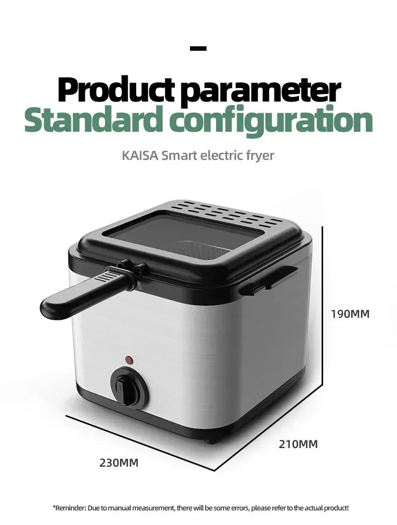 Home Electric French Fries Machine You Tiao Machine 2.5L Household Stainless Steel Fryer 220V/1000W Integrated Self-heating Elec