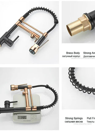 GEGVE Kitchen Faucets Removable taps Brush Brass faucet Water hydrant robinet for kitchen accessories Pull Out Spout Hot Cold