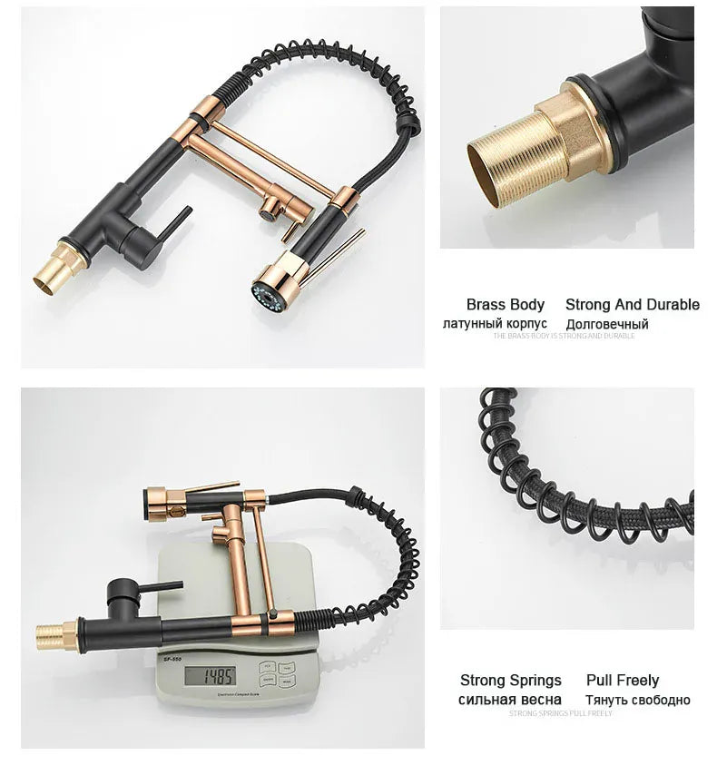 GEGVE Kitchen Faucets Removable taps Brush Brass faucet Water hydrant robinet for kitchen accessories Pull Out Spout Hot Cold