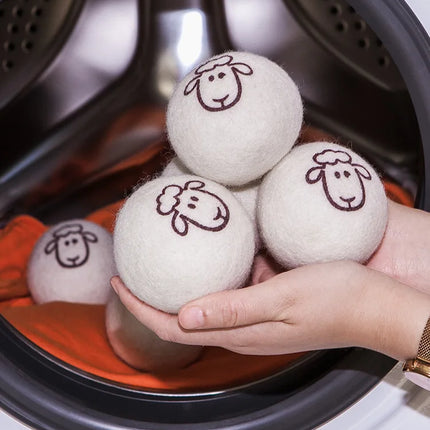 Boules de séchage en laine 7 cm, réutilisables, adoucissantes pour le linge