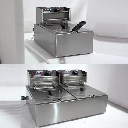 6L 1.5KW Commercial Electric Deep Fryer - Fast Heating, Stainless Steel, Easy Clean, 3-Tier Basket, for Fast Food Restaurant