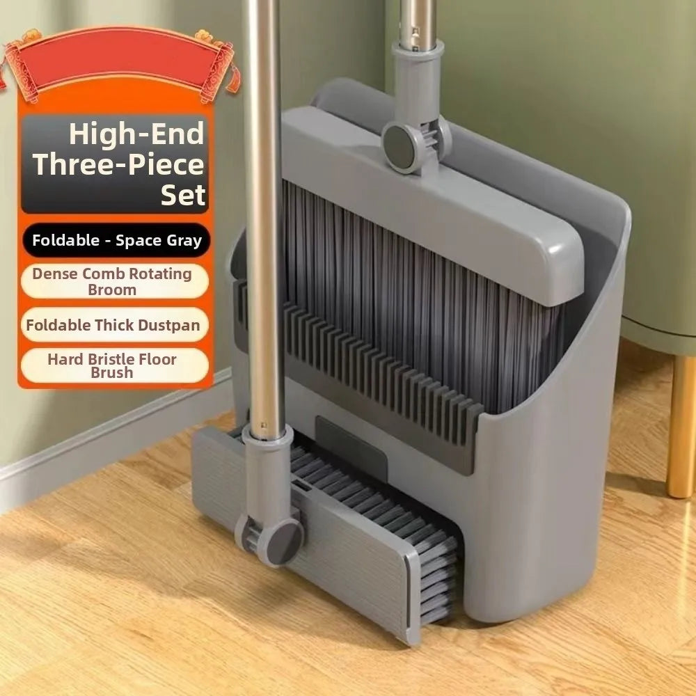 Versatile 3-in-1 Folding Broom Set – Effortless Home Cleaning