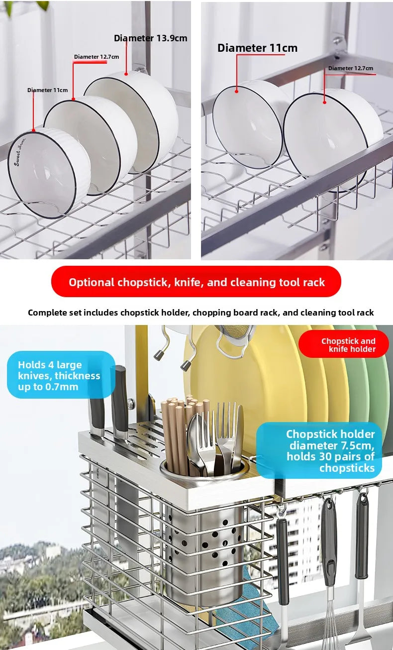 Stainl Steel 304 Kitchen Sink Di Drainer Ra Multi-Function Storage Plate Holder for Diwaing Pool above Countertop