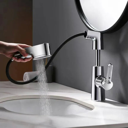 Robinet de salle de bain multifonctionnel VGX, mitigeur de lavabo extractible, robinet de lavabo avec indicateur de température LED, rotation à 360°, robinetterie Crane en laiton blanc