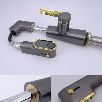 Robinet de salle de bain multifonctionnel VGX, mitigeur de lavabo extractible, robinet de lavabo avec indicateur de température LED, rotation à 360°, robinetterie Crane en laiton blanc