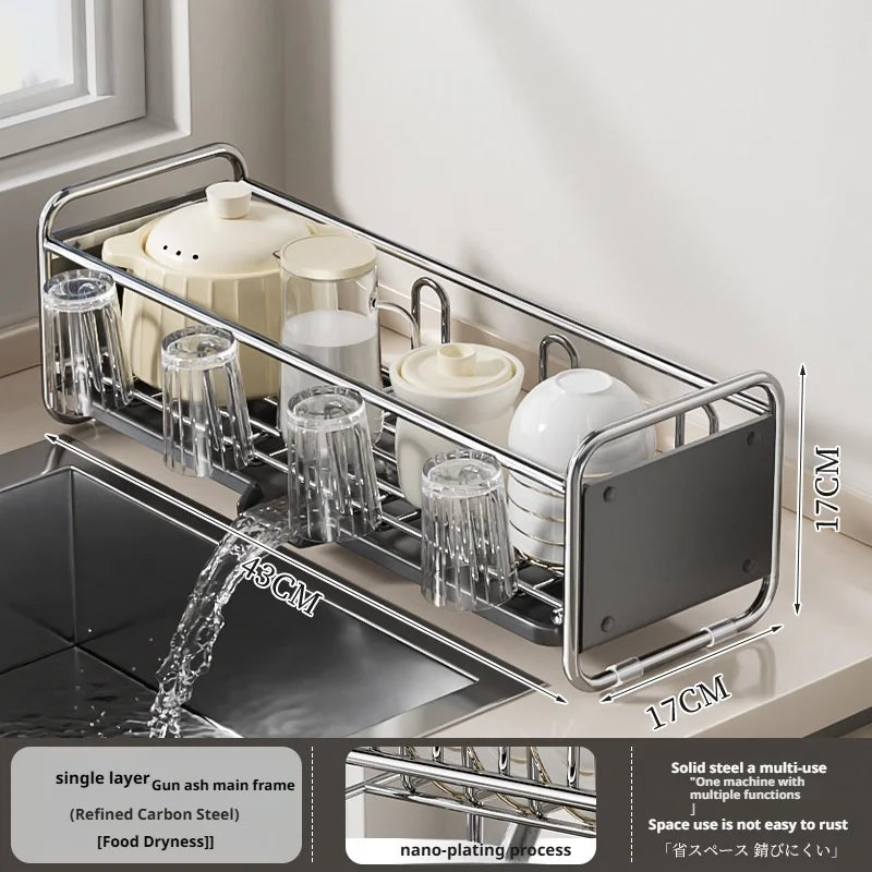 Dish Drying Rack Chopstick Stand Kitchen Bowl Dishes Draining Basket Narrow Cup Holder Over Sink Drainer Draining Shelf Rack