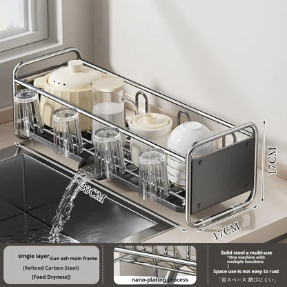 Dish Drying Rack Chopstick Stand Kitchen Bowl Dishes Draining Basket Narrow Cup Holder Over Sink Drainer Draining Shelf Rack