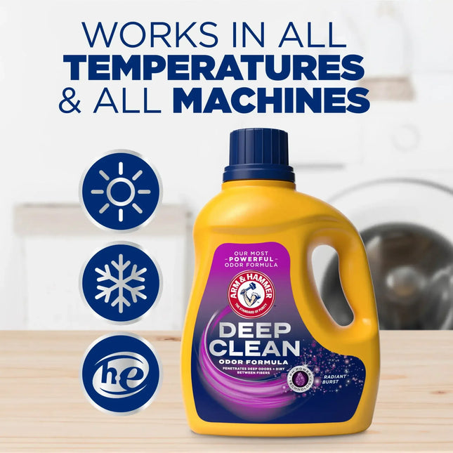 Lessive Liquide Deep Clean Odor Formula – 3,01 L (102 fl oz), 68 Lavages – Détachant Puissant &amp; Éliminateur d'Odeurs – Parfum Frais et Durable – Nettoyage en Profondeur Haute Efficacité