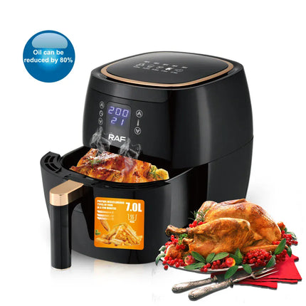 Friteuse à air multifonctionnelle 7 L 1600 W sans huile, cuisson à air chaud à 360°
