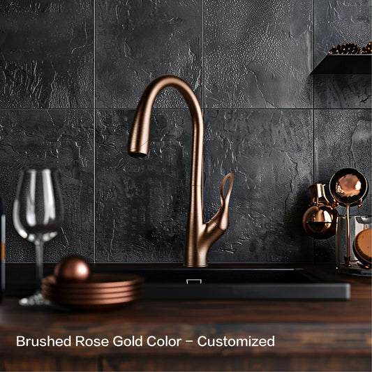 AITANA Modern Luxury Golden Brass Kitchen Faucet Pull-Out Design Single Handle for Hot And Cold Water 3 Functions Sink Faucet