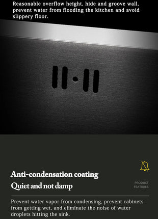 DQOK Stainless Steel Kitchen Sink Slot Dish Basin Kitchen sink Drain Basket And Drain Pip Rectangular