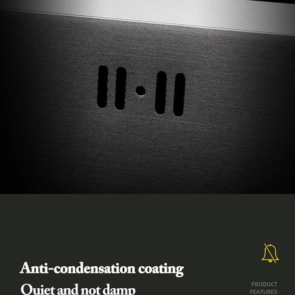 Évier de cuisine rectangulaire DQOK en acier inoxydable avec bac à vaisselle, panier d'égouttage et tuyau de vidange.