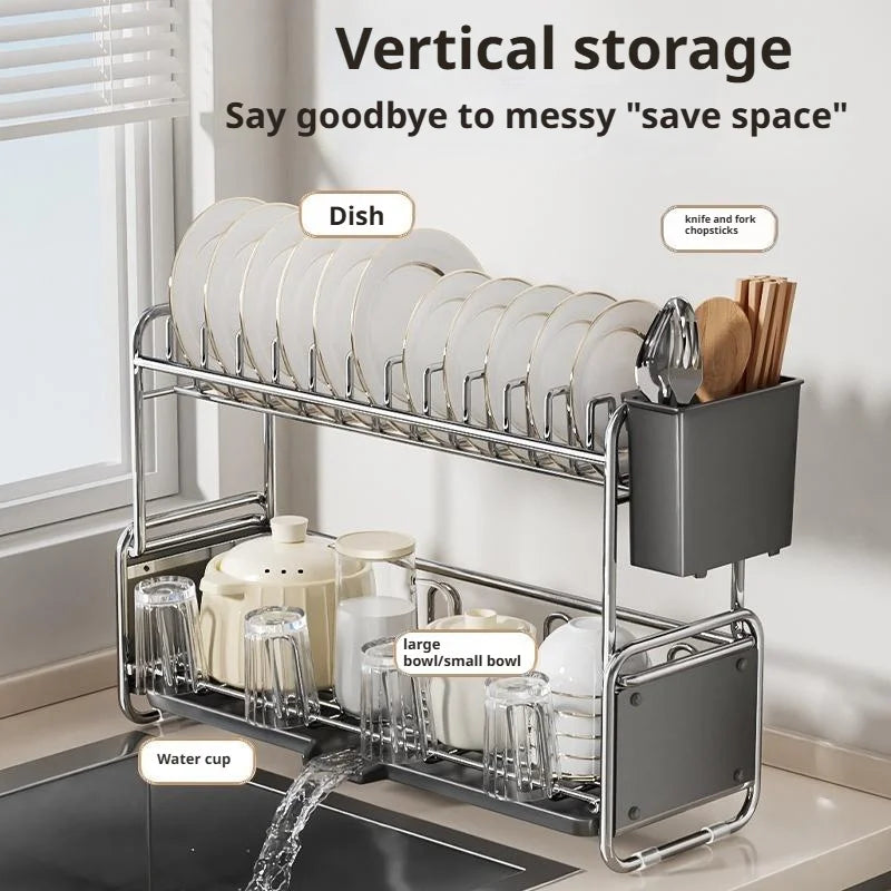 Dish Drying Rack Chopstick Stand Kitchen Bowl Dishes Draining Basket Narrow Cup Holder Over Sink Drainer Draining Shelf Rack