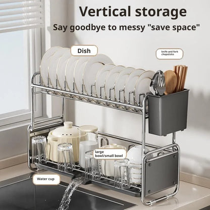 Dish Drying Rack Chopstick Stand Kitchen Bowl Dishes Draining Basket Narrow Cup Holder Over Sink Drainer Draining Shelf Rack