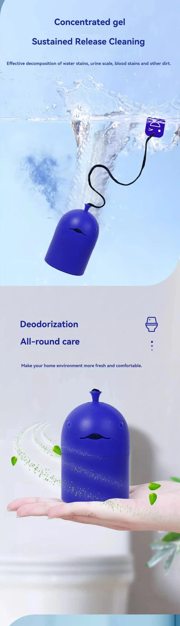 1/2pcs Toilet Cleaners Portable Long-Lasting Powerful Deodorant Slow-Release Effervescent Agent for Bathroom Automatic Cleaning