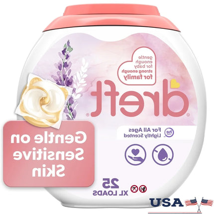 Hypoallergenic Baby Laundry Detergent XL Pacs Sensitive Skin Stain Remover Lavender Scent Gentle Formula 25 Count Pack