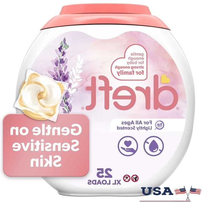 Hypoallergenic Baby Laundry Detergent XL Pacs Sensitive Skin Stain Remover Lavender Scent Gentle Formula 25 Count Pack