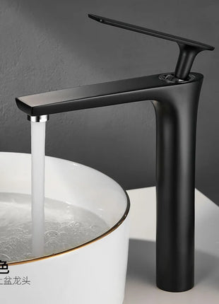 All Copper Black Gold Basin Faucet Sink Faucet Hot and Cold Faucet White Heightened Bathroom Faucet  Bathroom Faucet