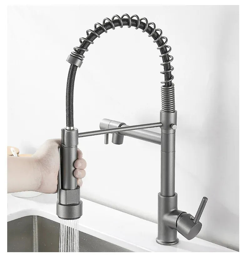 GEGVE Kitchen Faucets Removable taps Brush Brass faucet Water hydrant robinet for kitchen accessories Pull Out Spout Hot Cold