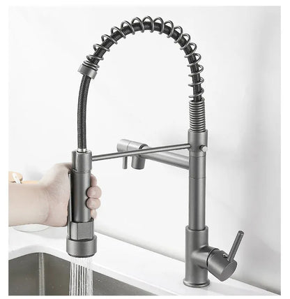 GEGVE Kitchen Faucets Removable taps Brush Brass faucet Water hydrant robinet for kitchen accessories Pull Out Spout Hot Cold
