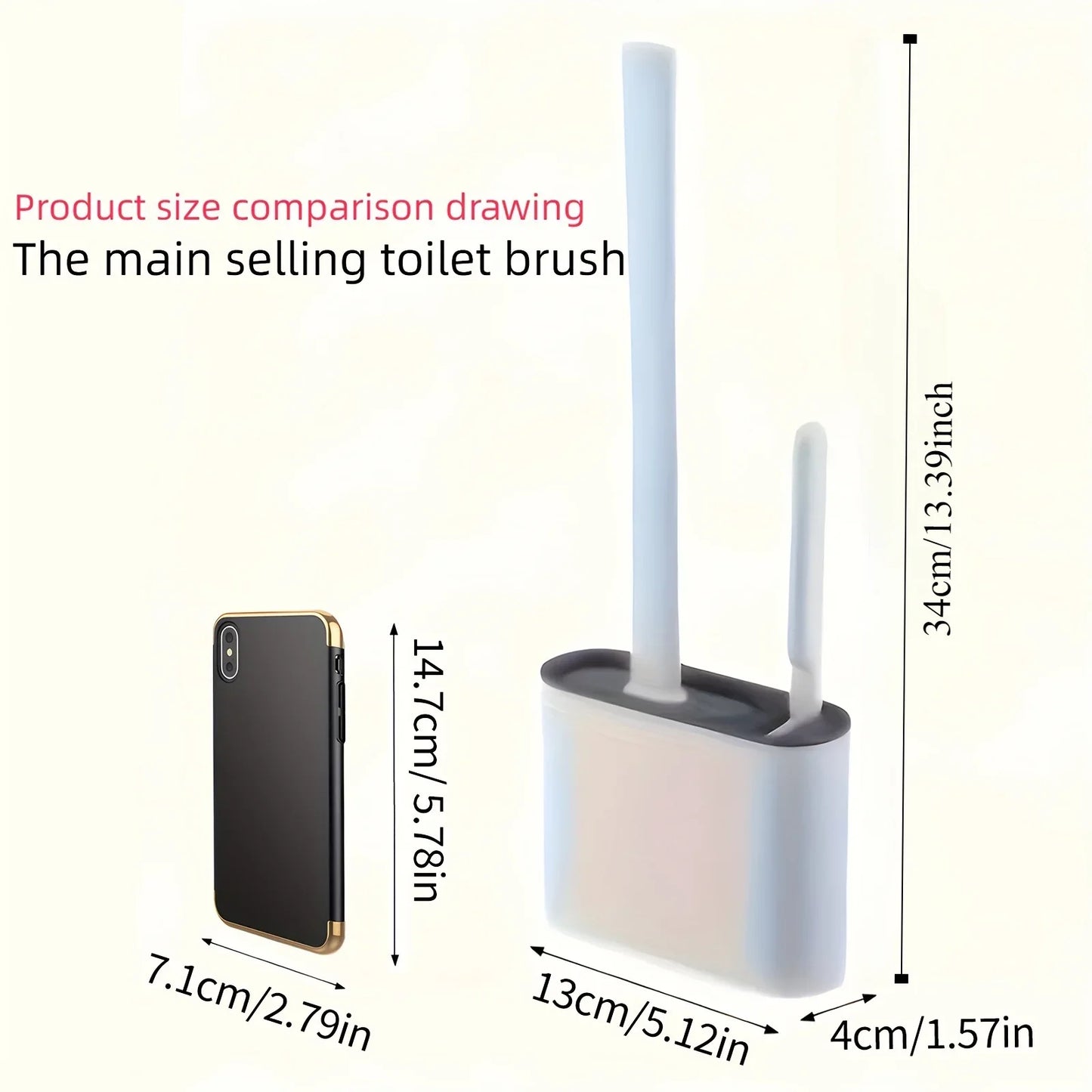 Full Bathroom Cleaning Set: Wall-mounted Silicone Toilet Brush and Ergonomic Long-handle Brush - Easy-to-clean Design
