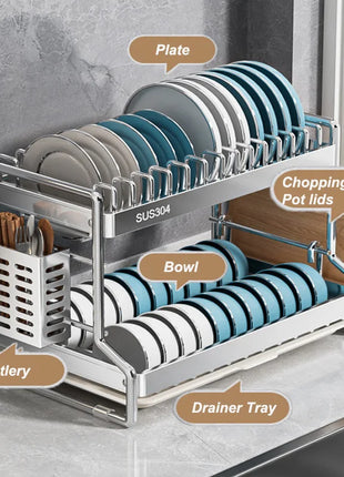 Dish Drainer Kitchen Storage Organization Stainless Steels Drainer Kitchen Dishes Kitchenware Tableware Drainer Board Rack