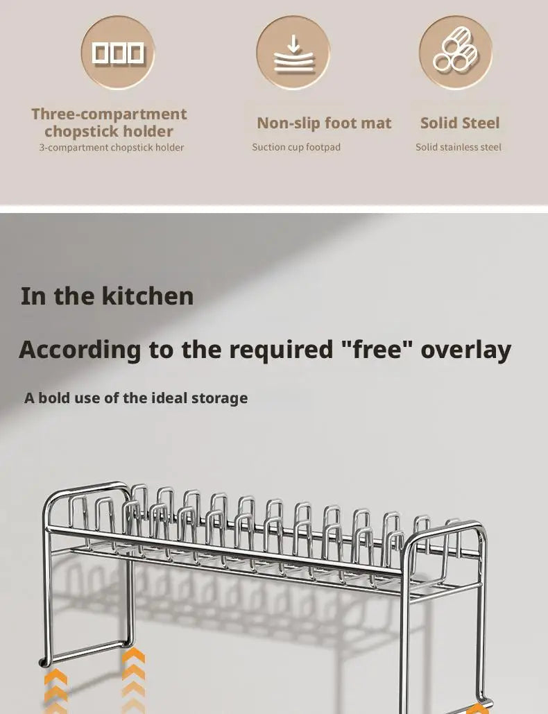 Dish Drying Rack Chopstick Stand Kitchen Bowl Dishes Draining Basket Narrow Cup Holder Over Sink Drainer Draining Shelf Rack