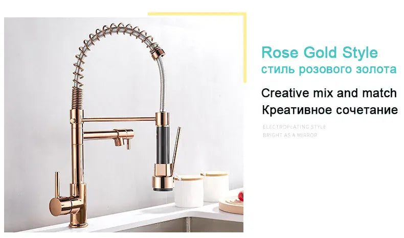 GEGVE Kitchen Faucets Removable taps Brush Brass faucet Water hydrant robinet for kitchen accessories Pull Out Spout Hot Cold