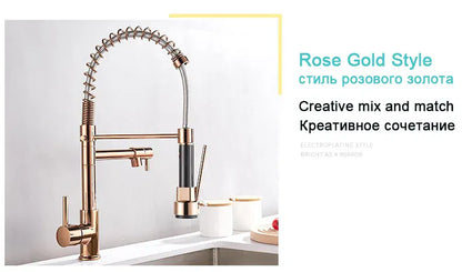 GEGVE Kitchen Faucets Removable taps Brush Brass faucet Water hydrant robinet for kitchen accessories Pull Out Spout Hot Cold
