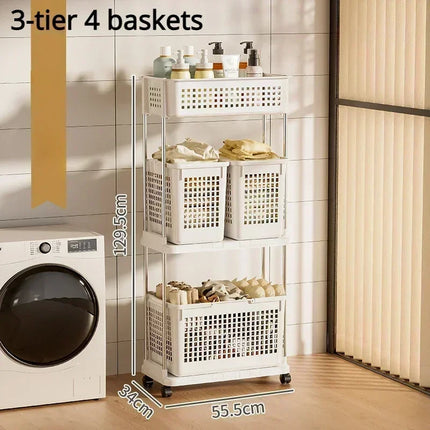 Laundry Storage Cart Classification Handheld Washing Rack Breathable Mesh Layered Washing Rack Bathroom Dirty Clothes Basket - E-menage