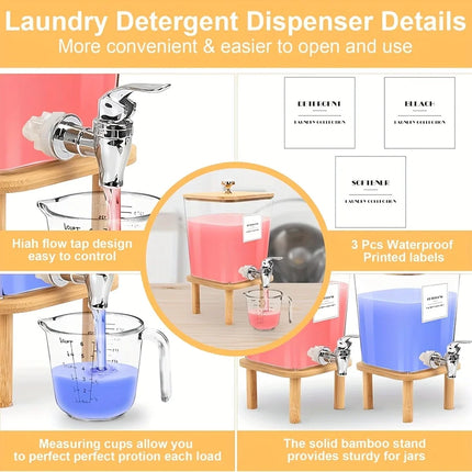 Distributeur de lessive, distributeur de liquide vaisselle avec robinet en acier inoxydable, - E-menage