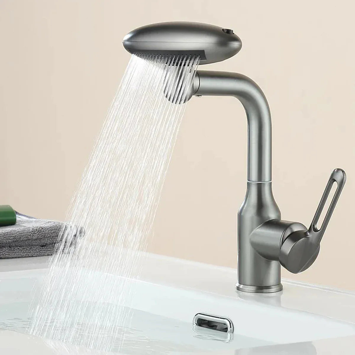 Multi Functional Waterfall Basin Faucet 4 Water Outlet Mode Spray Faucet 360°Rotation,Hot Cold Water Sink Mixer Tap For Bathroom