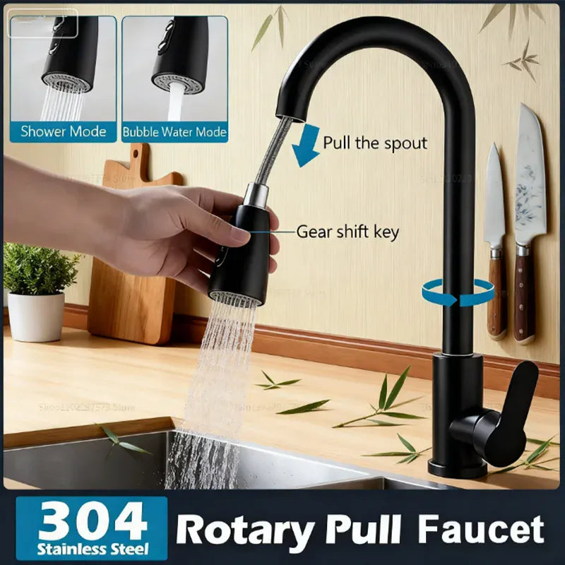 2025 NEW Kitchen Vegetable Wash Tank Stainless Steel Basin Sink Rotatable Hot  Cold Pull-Out Extendable Faucet Vegetable Wash