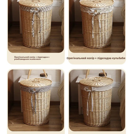 Panier à linge Wier en osier pur avec couvercle - E-menage