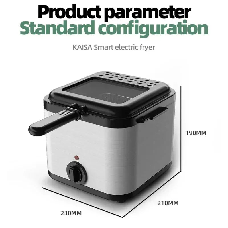 Home Electric French Fries Machine You Tiao Machine 2.5L Household Stainless Steel Fryer 220V/1000W Integrated Self-heating Elec