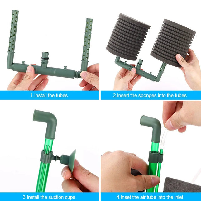 Filtre éponge double tête pour aquarium - E-menage