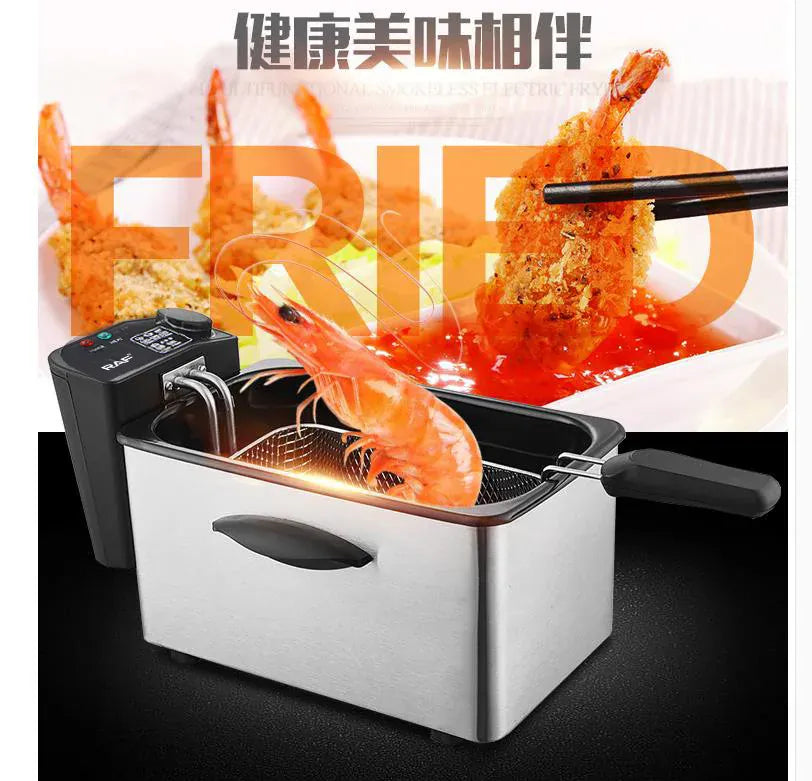 110V220V Electric Deep Fryer 2.5L French Frie Machine Oil Hot Pot Fried Chicken Grill Adjustable Thermostat Oven