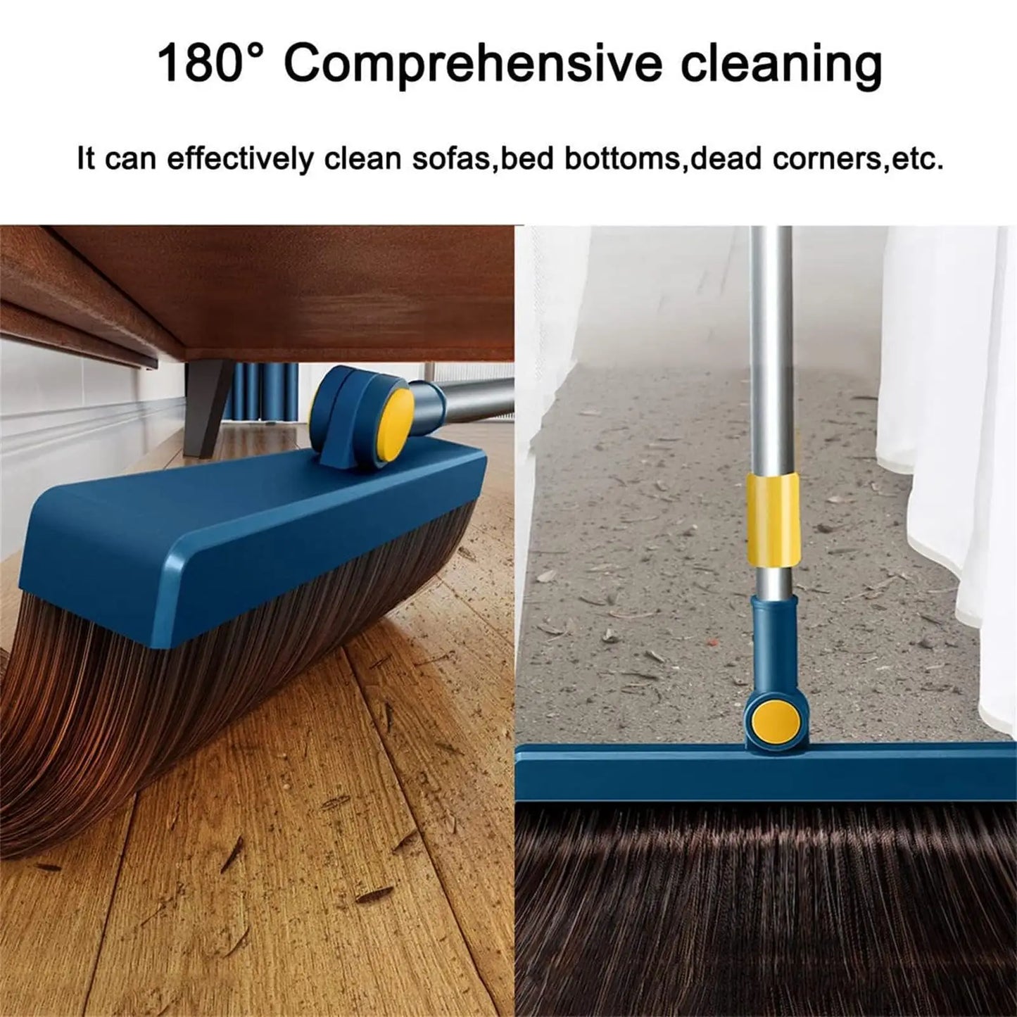 UNTIOR 1 Piece Foldable Broom & Dustpan Set Household Sweeping Tool 180° Rotating Small For Hair Garbage Cleaning Home