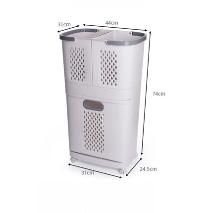 Plastics Laundry Basket Bathroom Dirty Clothe Basket with Wheel Household Multi-Layer Laundry Baskets for Storing Dirty Clothes - E-menage