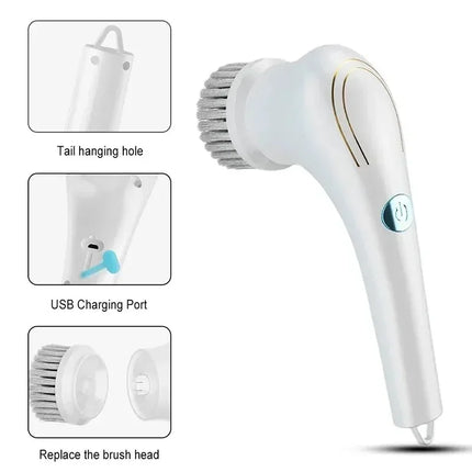 Brosse à vaisselle électrique multifonction 5 en 1 pour la cuisine, le bain, les canalisations et la salle de bain